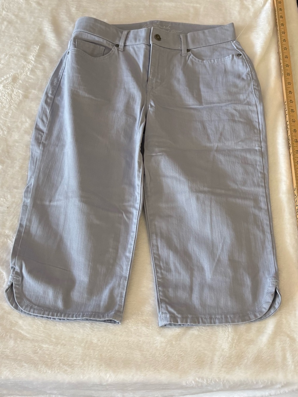 Light Blue Gray Casual Capris
